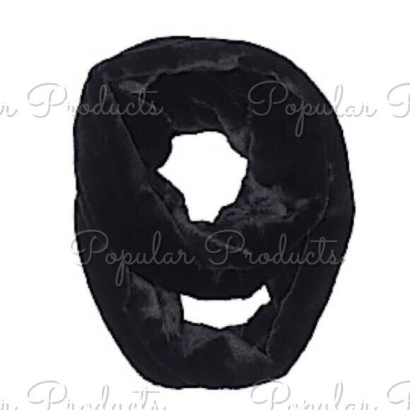 3/$30 Lux Faux-Fur Infinity Scarf, Black - Picture 2 of 6